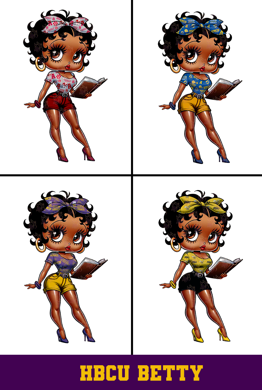 HBCU Educated Betty Clipart Bundle