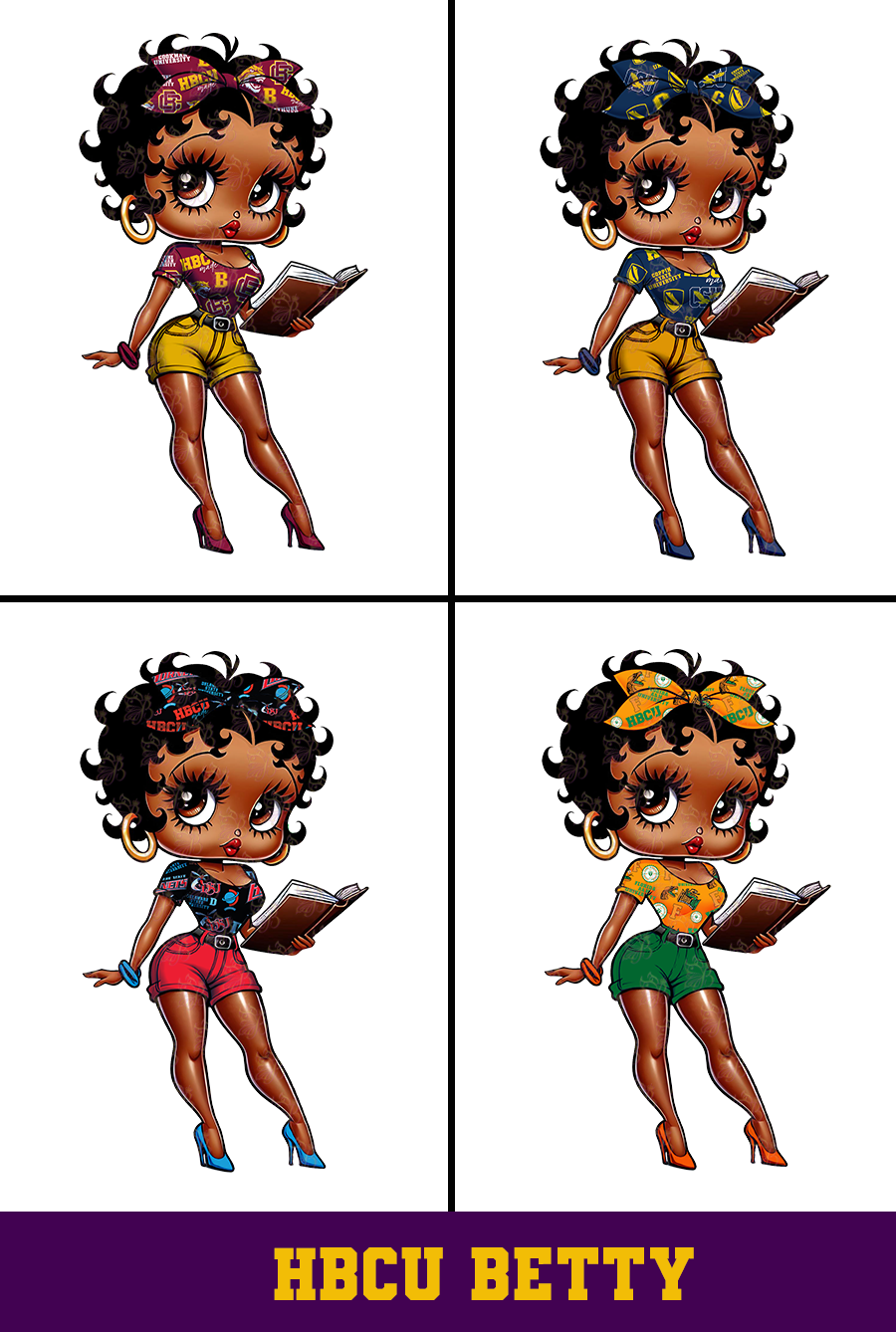HBCU Educated Betty Clipart Bundle
