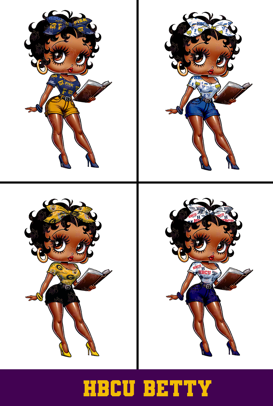HBCU Educated Betty Clipart Bundle
