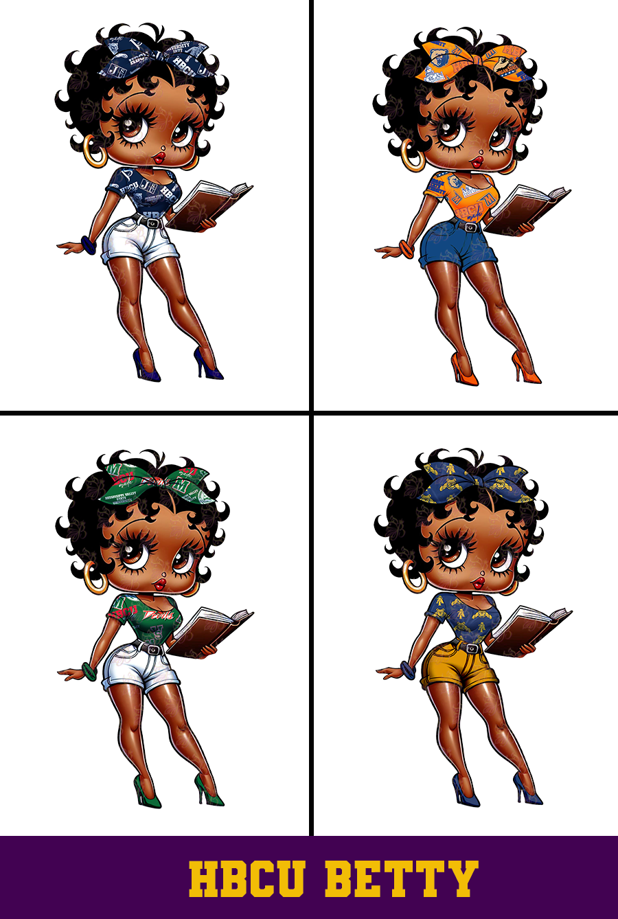HBCU Educated Betty Clipart Bundle