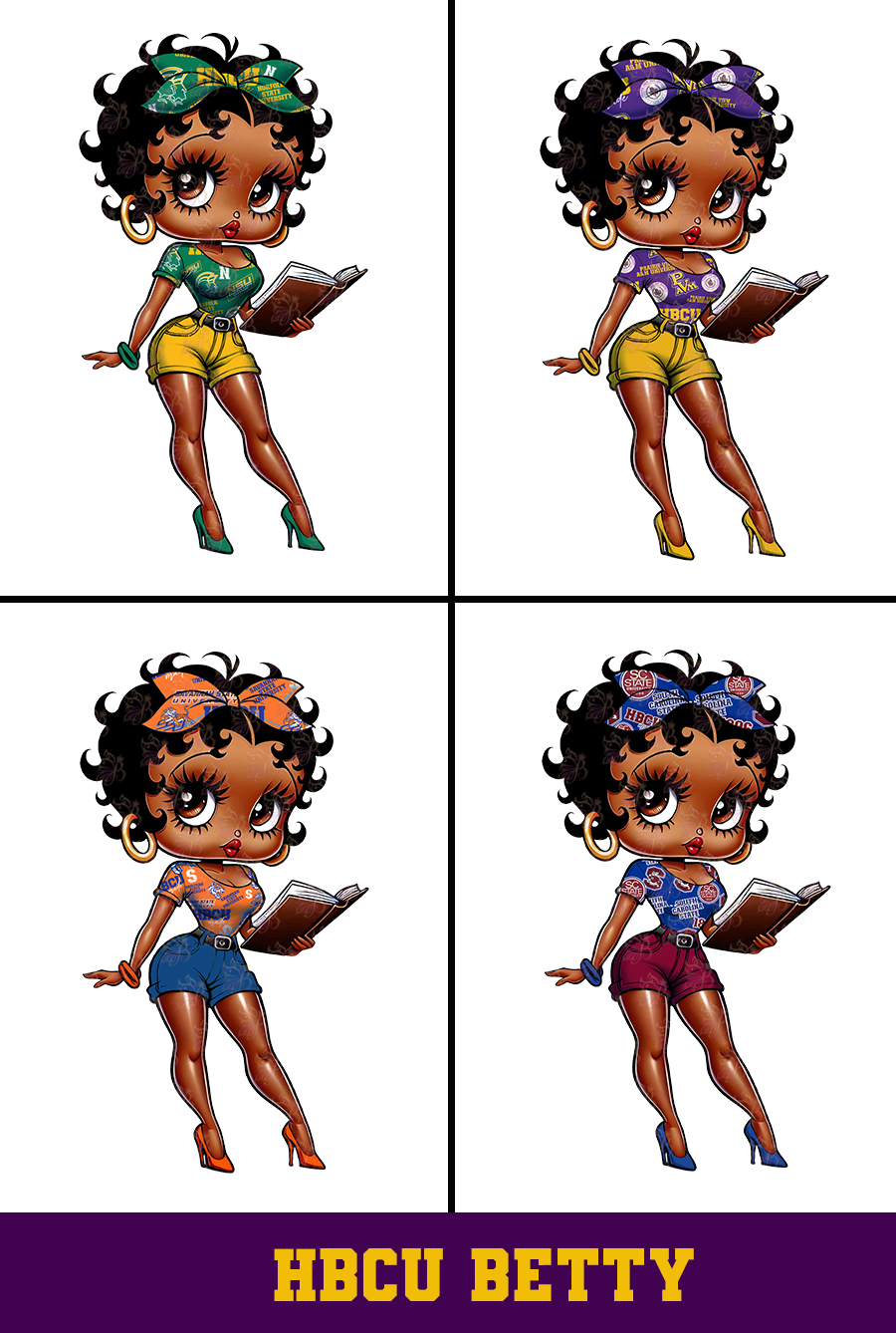 HBCU Educated Betty Clipart Bundle