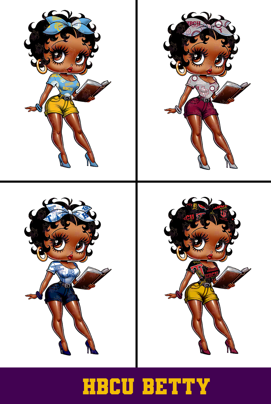 HBCU Educated Betty Clipart Bundle