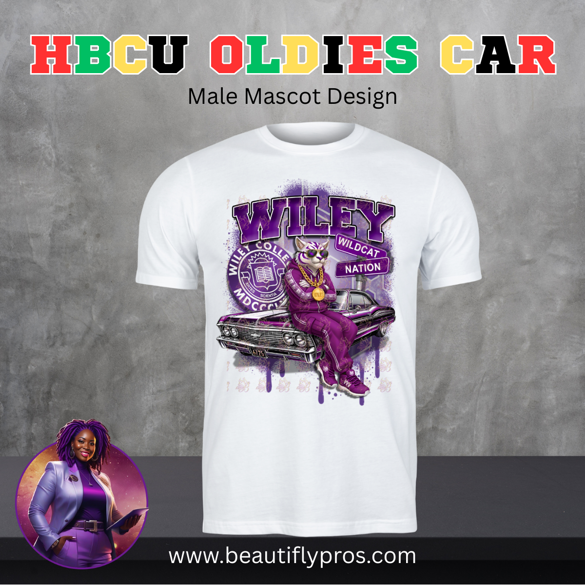 HBCU Oldies Car Design - Mascot Version